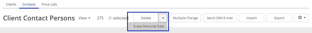 Erase personal data in XTRF 03