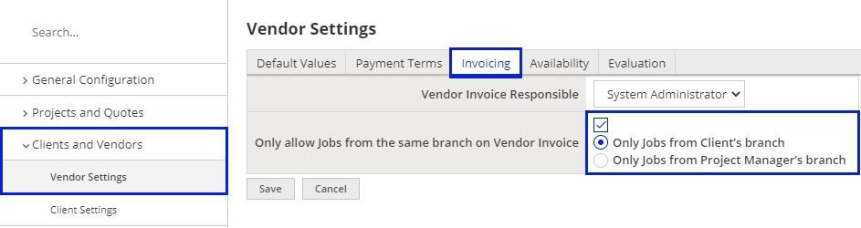 Invoices per branches in XTRF 01