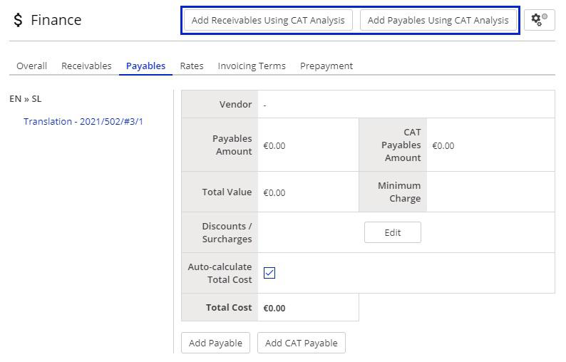 Adding CAT receivables and payables in XTRF 06