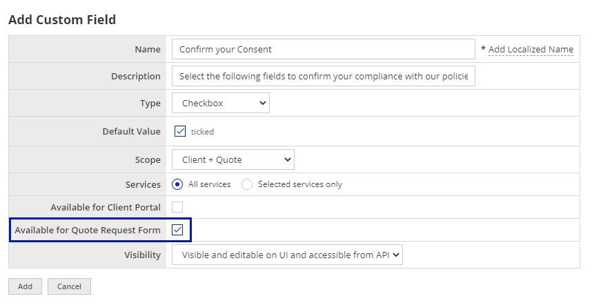 Quote Request Form in XTRF 03 Custom Fields
