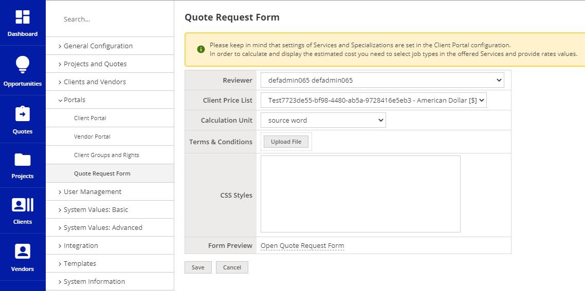 Quote Request Form in XTRF 01