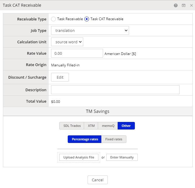 Adding CAT receivables and payables in XTRF 02