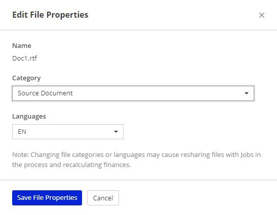 File properties in XTRF 01