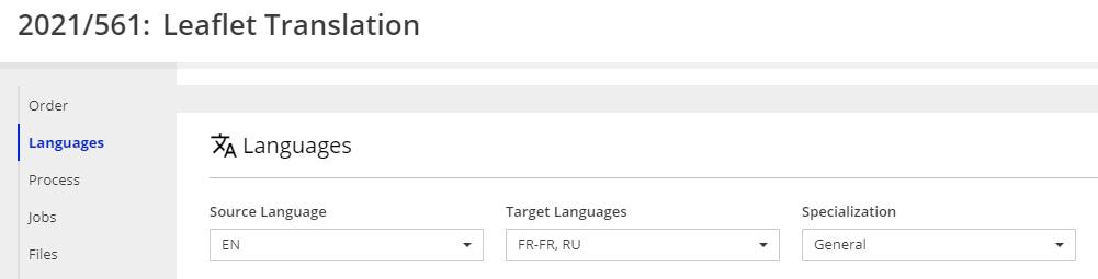Languages in XTRF Smart Projects