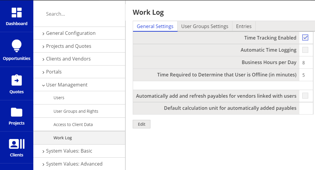 Work Log in XTRF 01