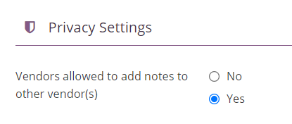 Vendor Privacy Settings