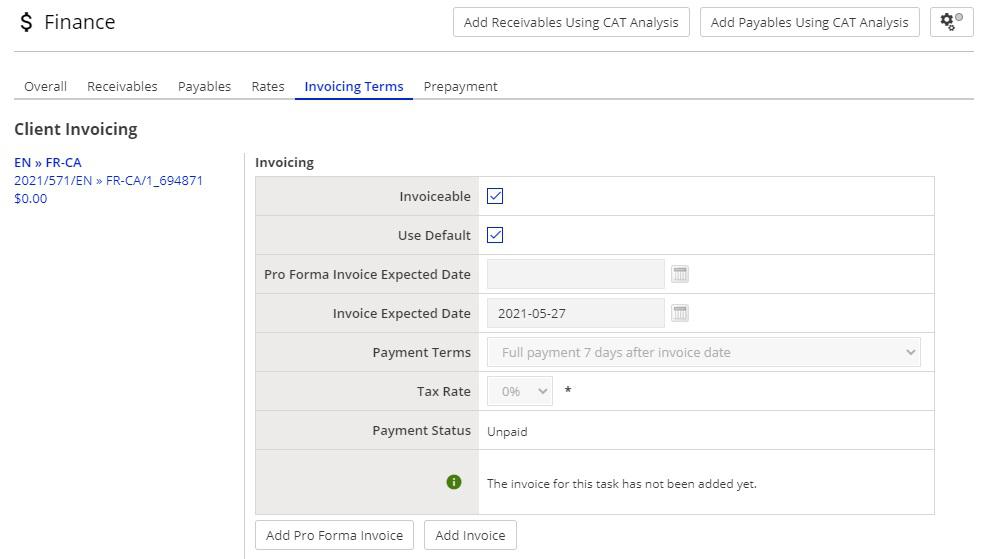 Finance card in Smart Projects in XTRF 04