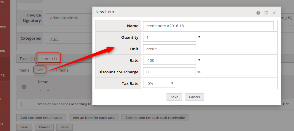 How To Deduct Offset Credit Note On Future Invoices Xtrf Knowledge Base Xtrf